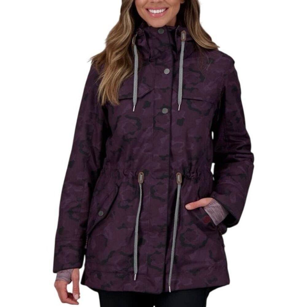 Obermeyer Celestia Ski Jacket Women’s Plus Size 18 Purple Camo Fleece Hood